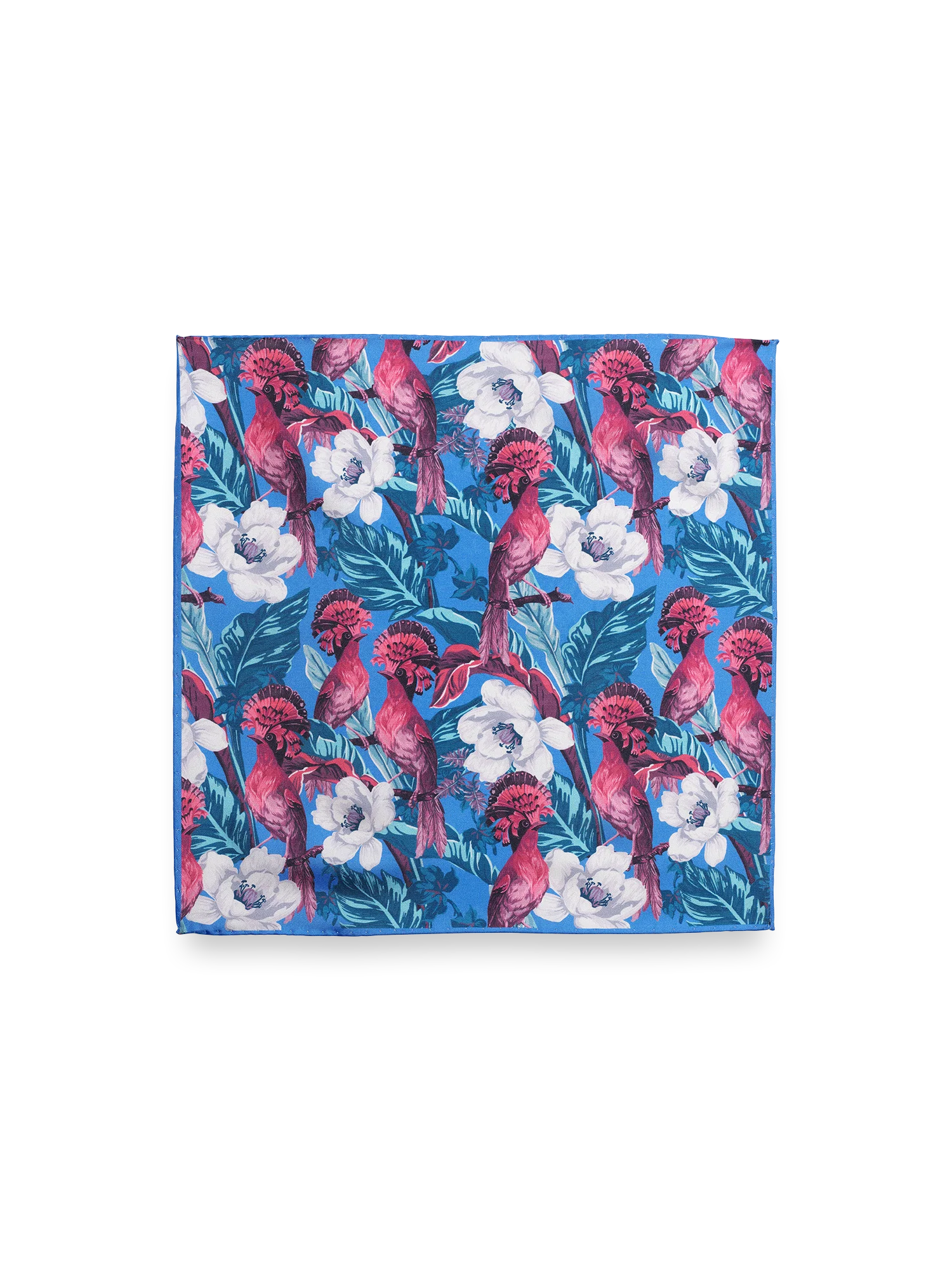 Floral Silk Pocket Square - Blue Multi - Image 2