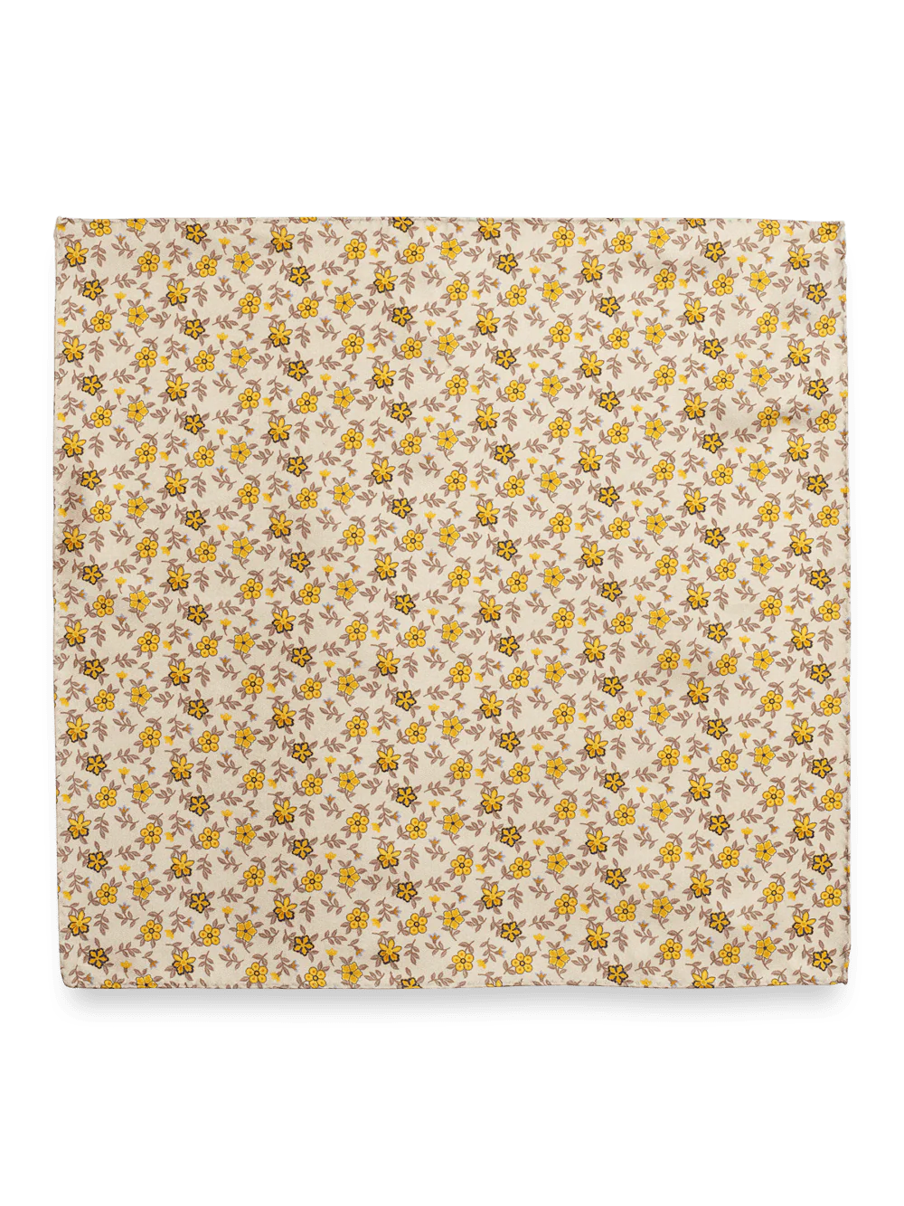 Floral Silk Pocket Square - Tan/yellow - Image 2