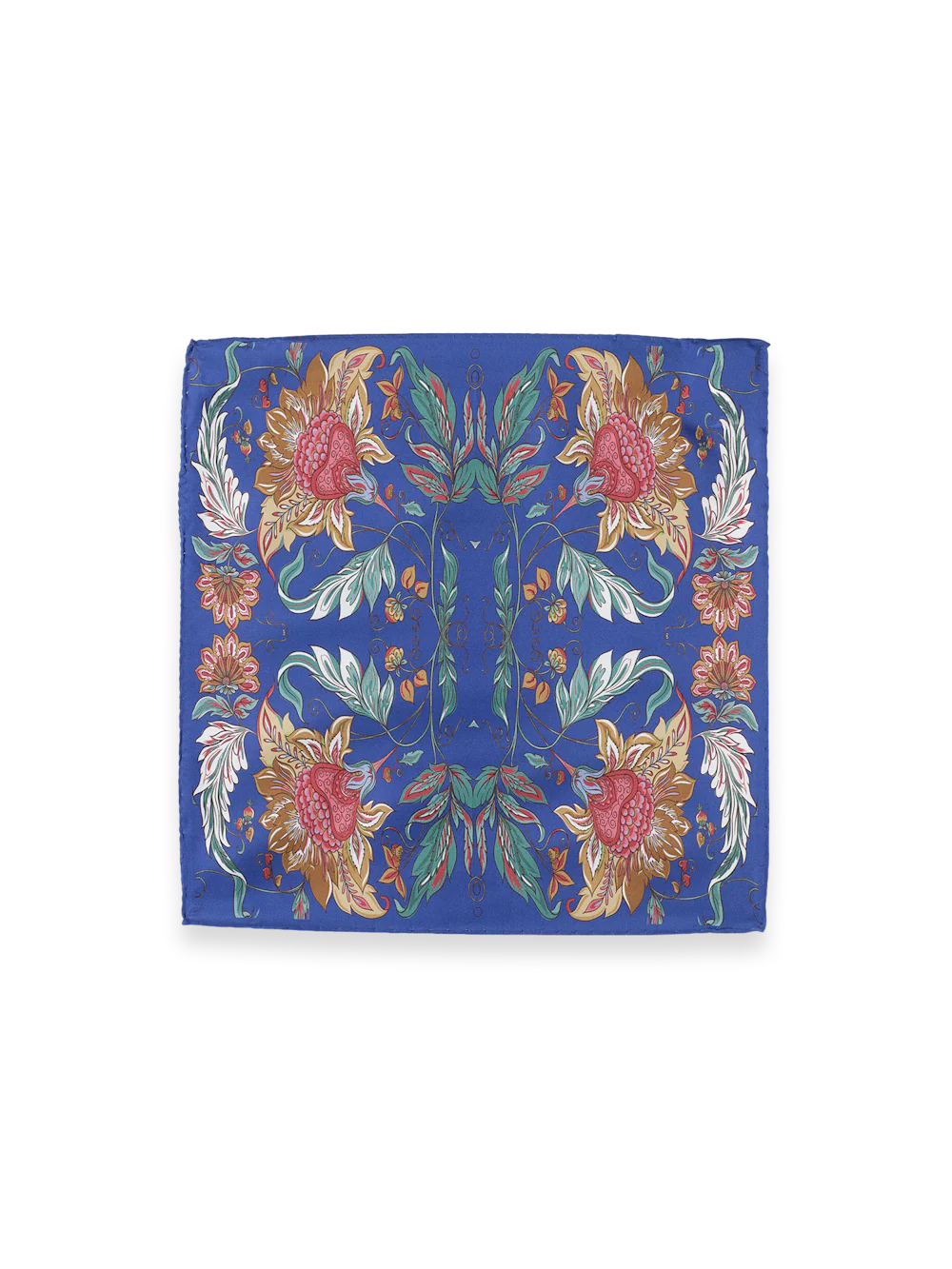 Floral Silk Pocket Square - Blue Multi - Image 2