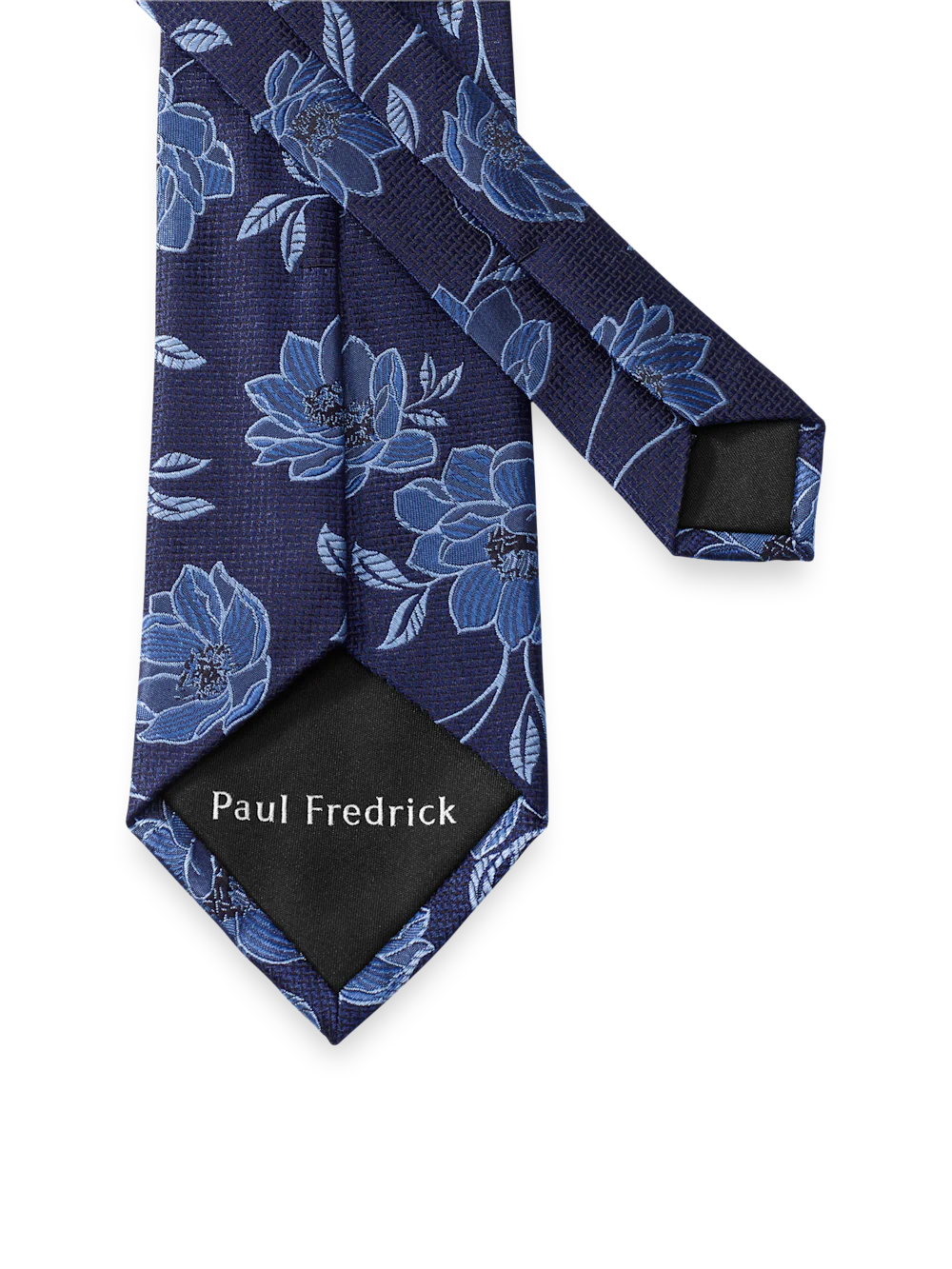 Floral Woven Silk Tie - Blue - Image 3