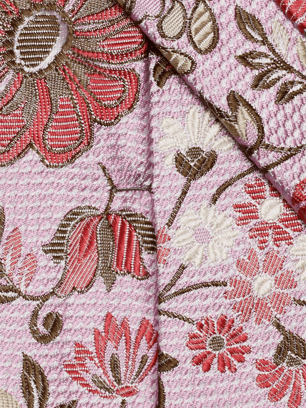 Floral Woven Silk Tie - Pink Multi - Image 4