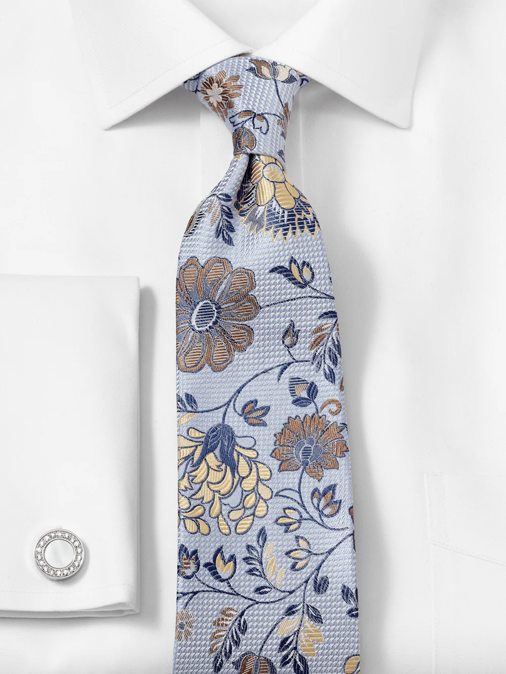 Floral Woven Silk Tie - Blue Multi - Image 2