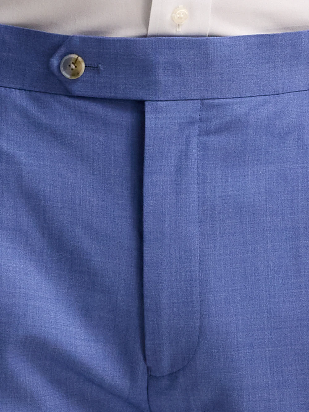 French Blue Wool Stretch Bengaline Double Pleated Suit Pants - French Blue - Image 4