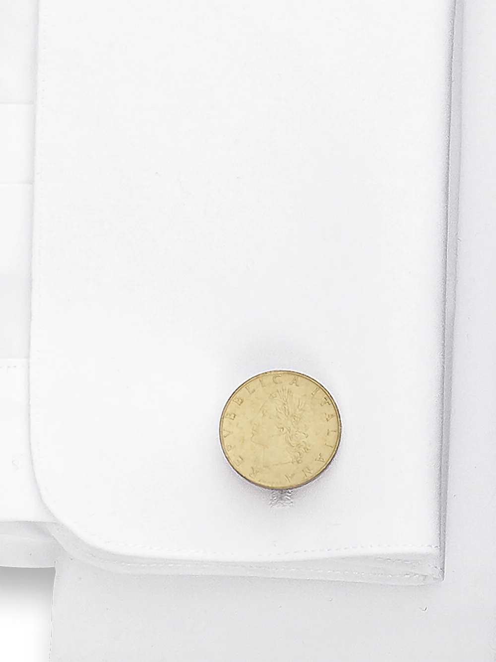 Genuine Italian 20 Lire Coin Cufflinks - Gold - Image 2