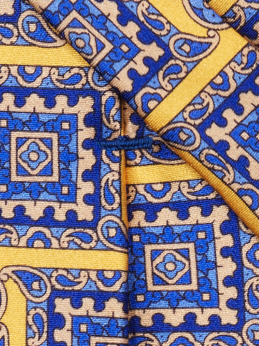Geometric Italian Printed Silk Tie - Yellow Multi - Image 3