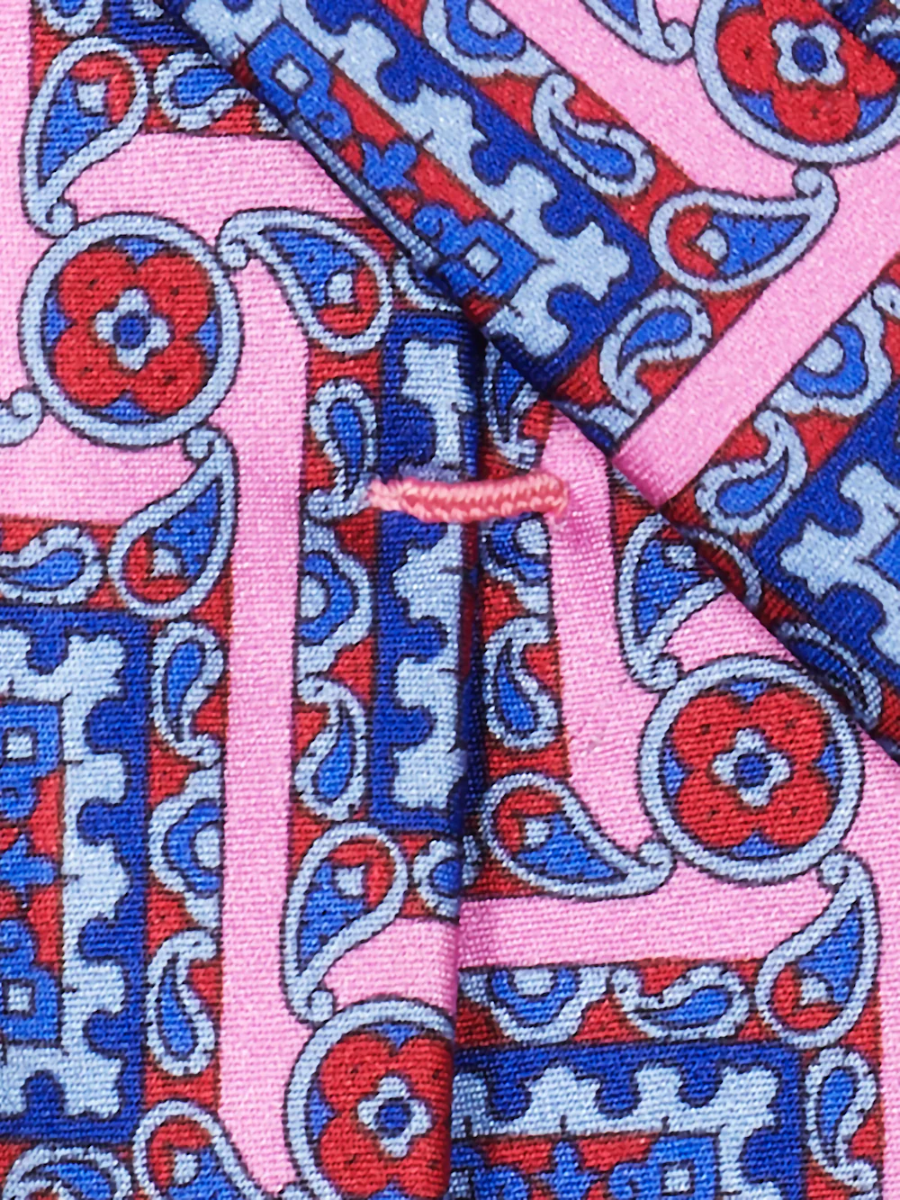 Geometric Italian Printed Silk Tie - Blue Multi - Image 3