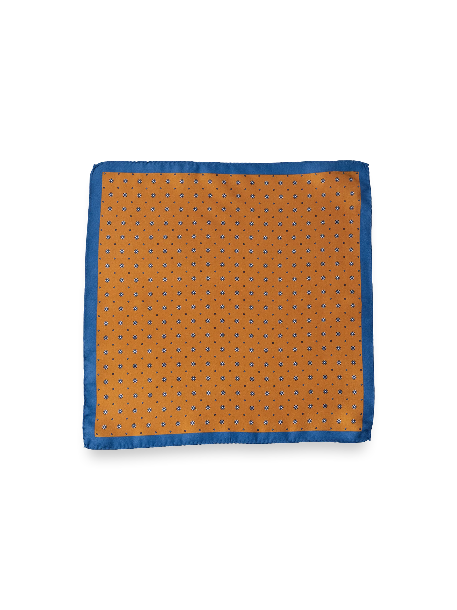 Geometric Silk Pocket Square - Orange/blue - Image 2