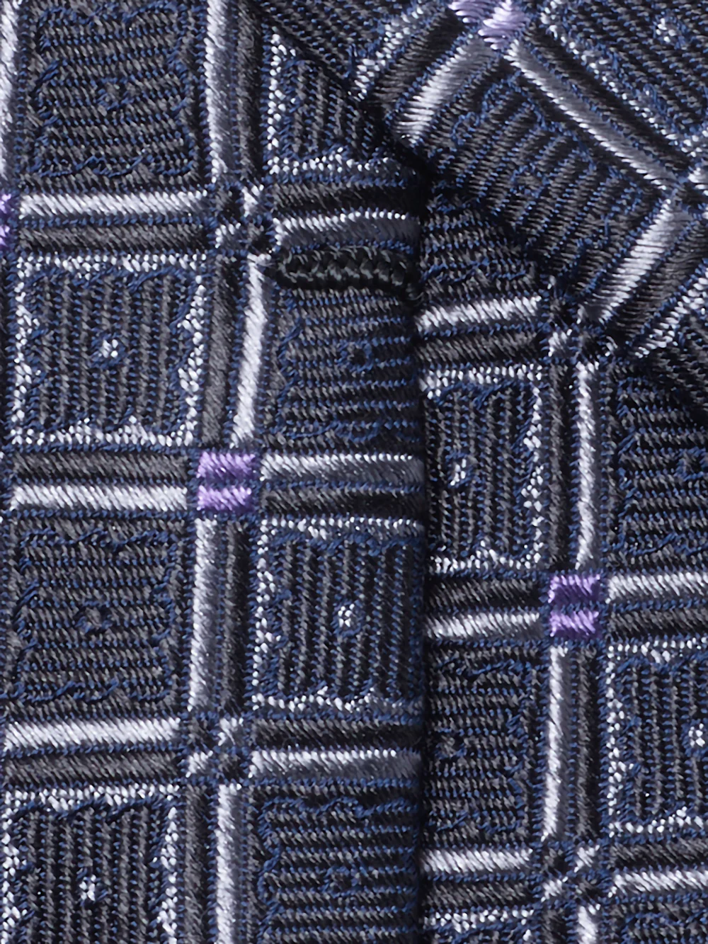 Geometric Woven Silk Tie - Grey/purple - Image 4