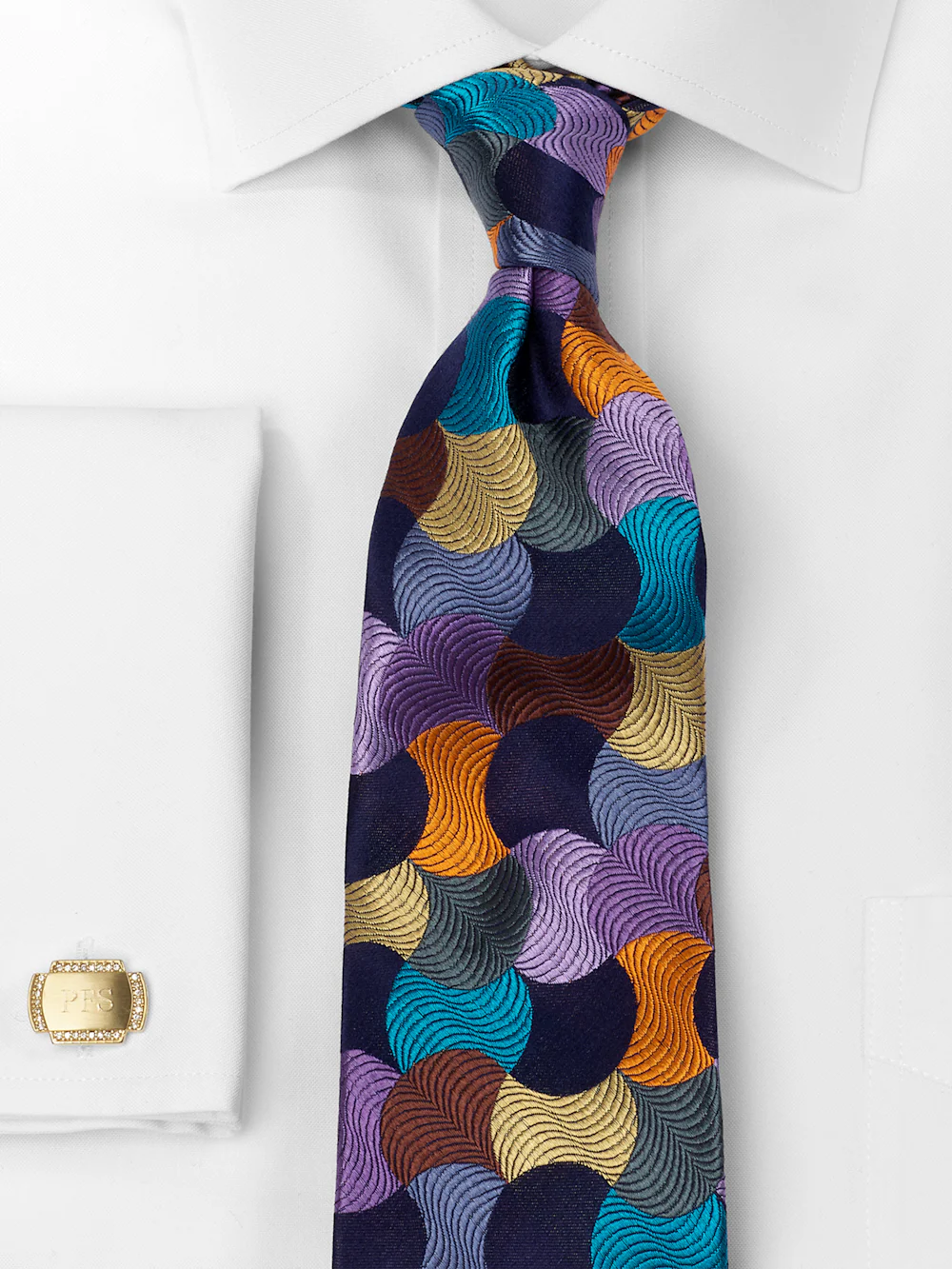 Geometric Woven Silk Tie - Multi - Image 2
