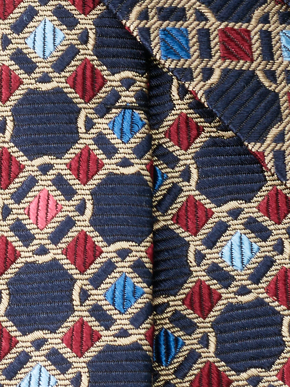 Geometric Woven Silk Tie - Navy Multi - Image 4