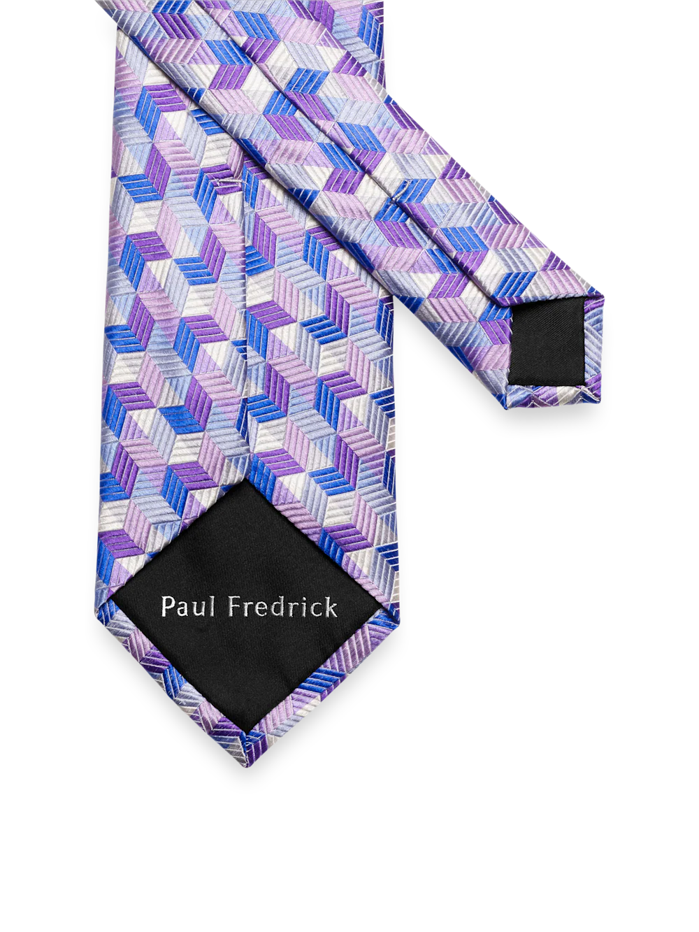 Geometric Woven Silk Tie - Purple Multi - Image 3