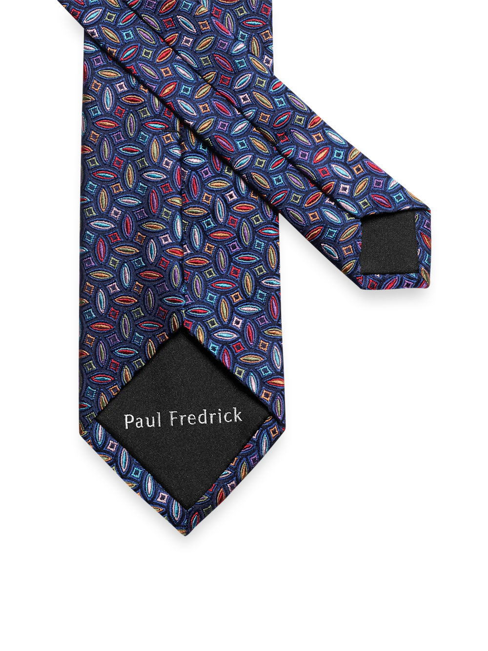 Geometric Woven Silk Tie - Navy Multi - Image 3