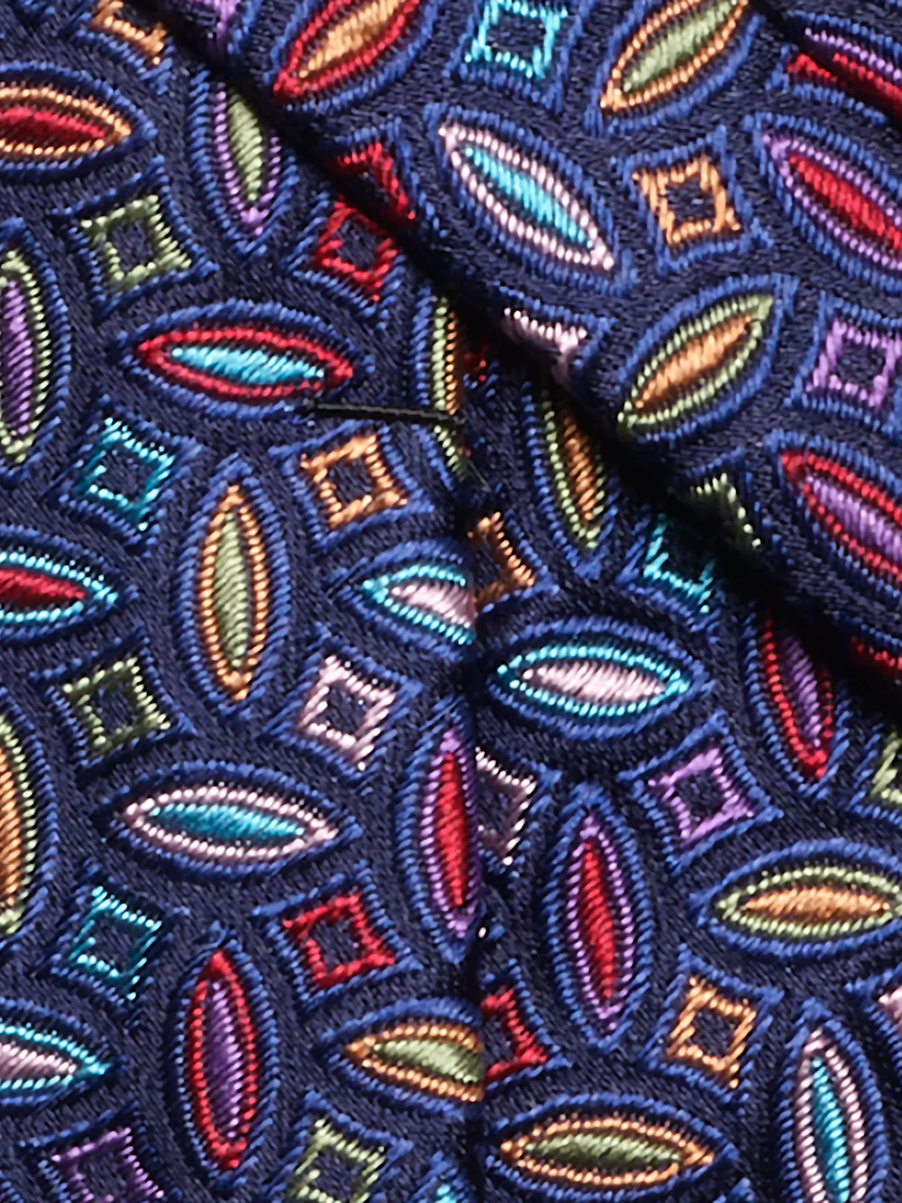 Geometric Woven Silk Tie - Navy Multi - Image 4