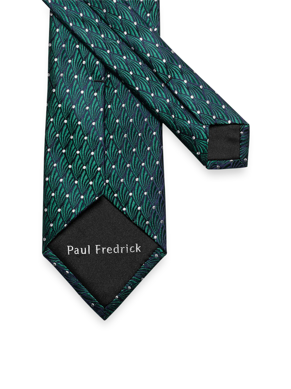 Geometric Woven Silk Tie - Green - Image 3