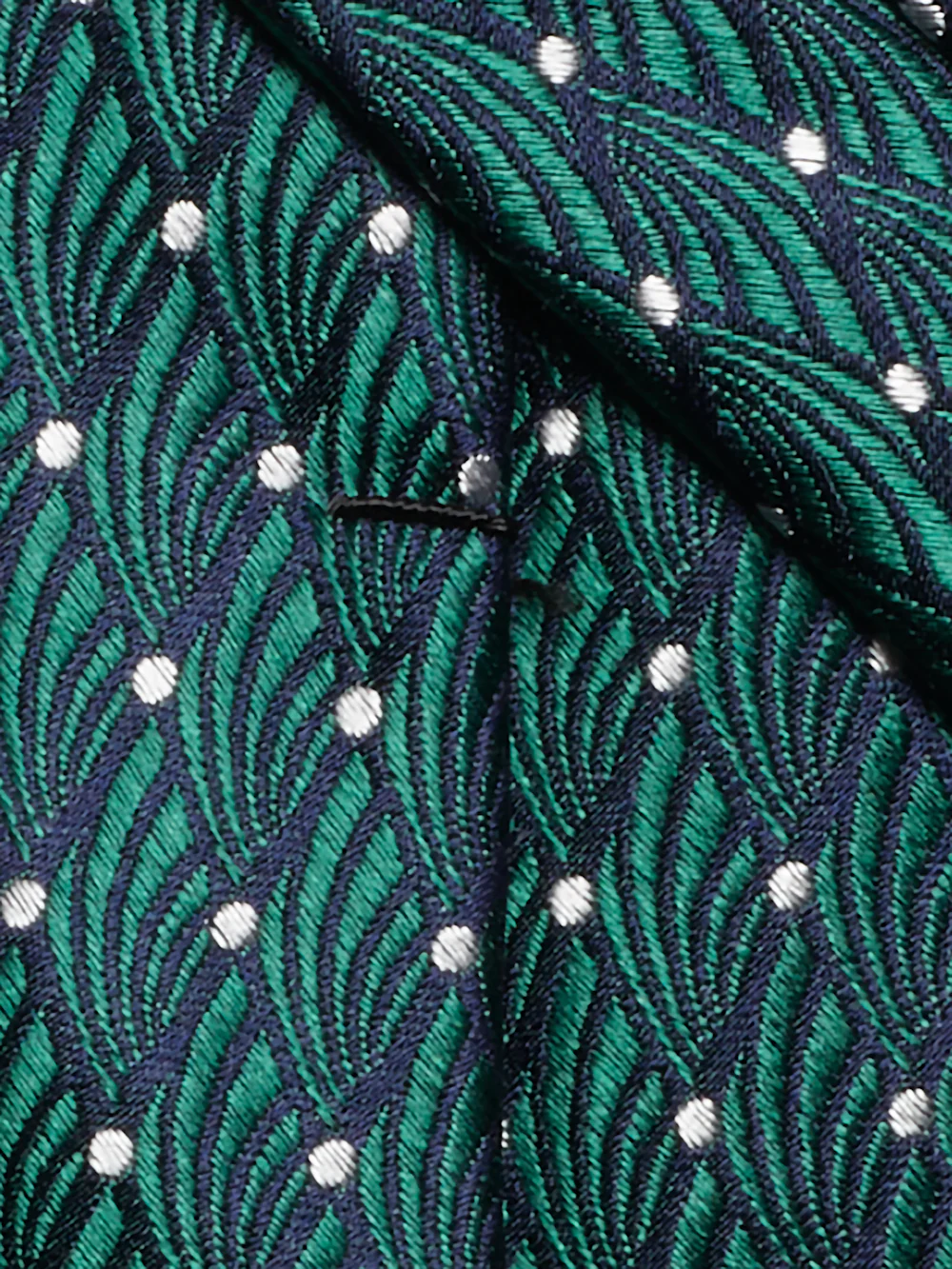 Geometric Woven Silk Tie - Green - Image 4