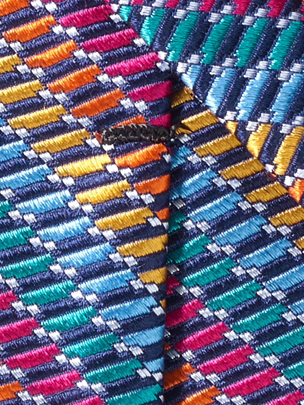 Geometric Woven Silk Tie - Multi - Image 4