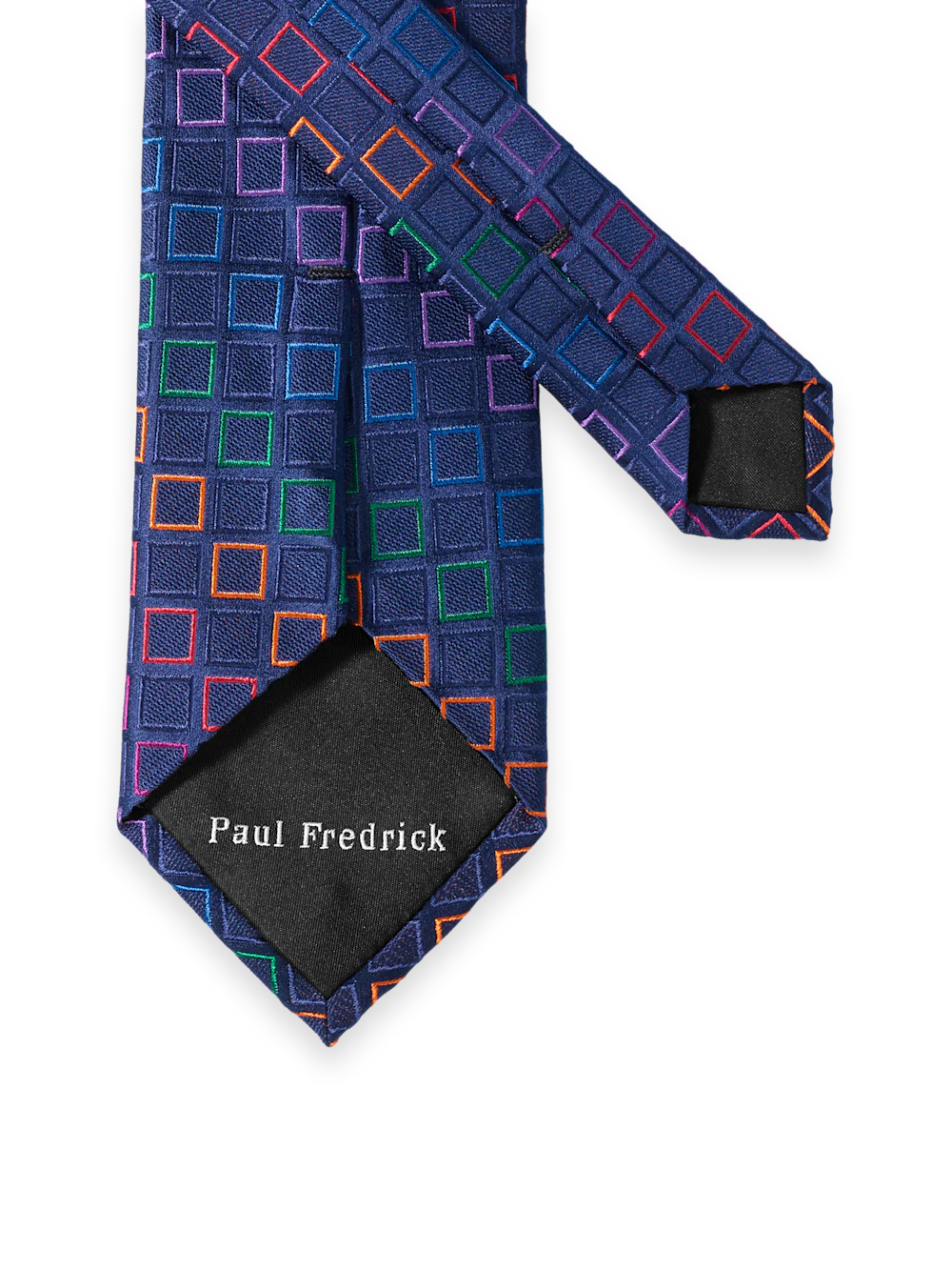 Geometric Woven Silk Tie - Navy Multi - Image 3