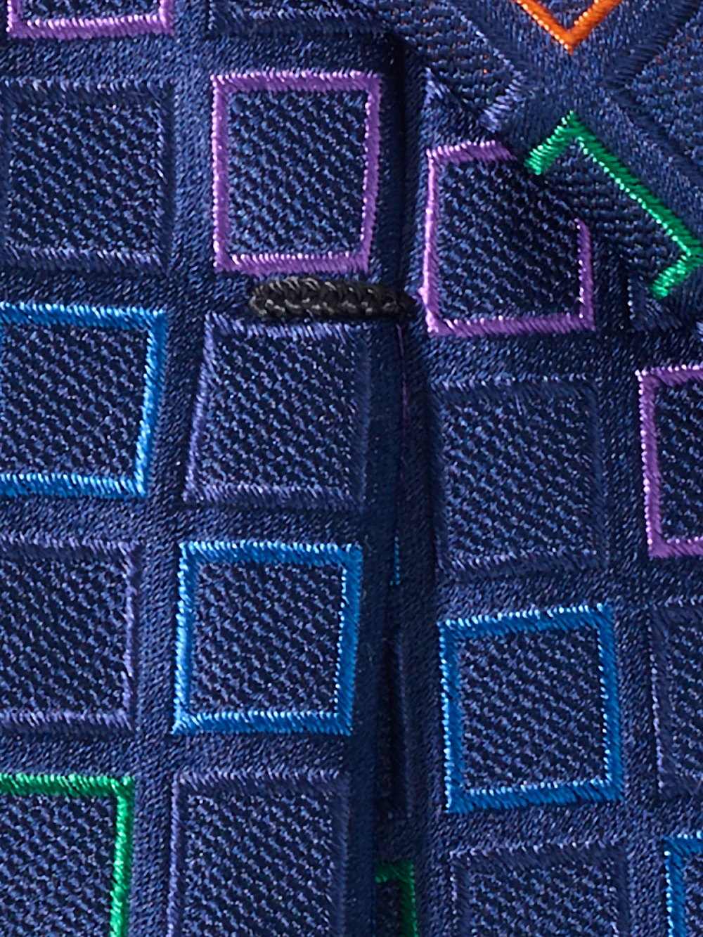 Geometric Woven Silk Tie - Navy Multi - Image 4