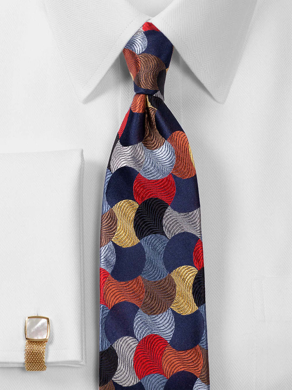 Geometric Woven Silk Tie - Multi - Image 2