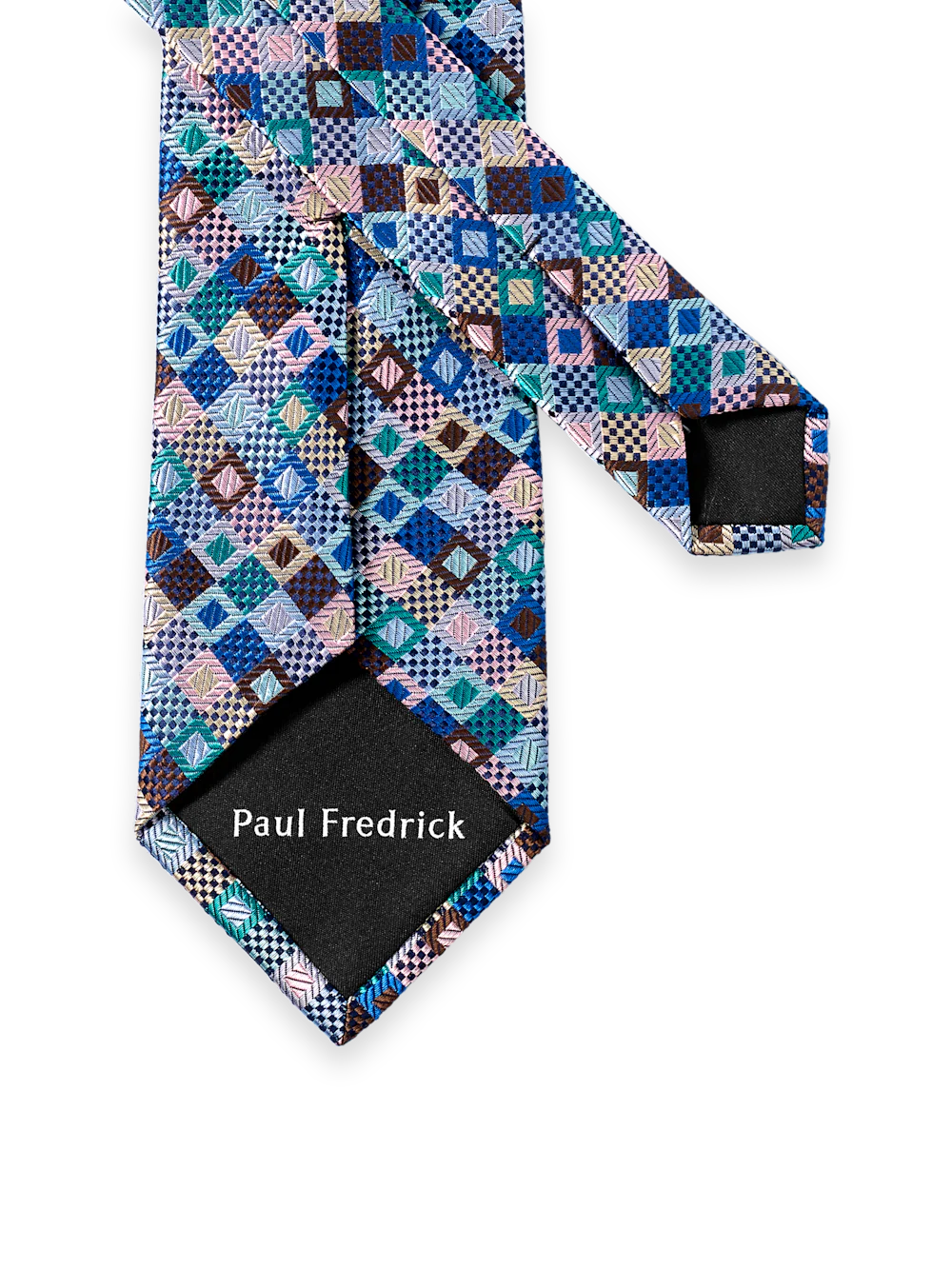 Geometric Woven Silk Tie - Blue Multi - Image 3