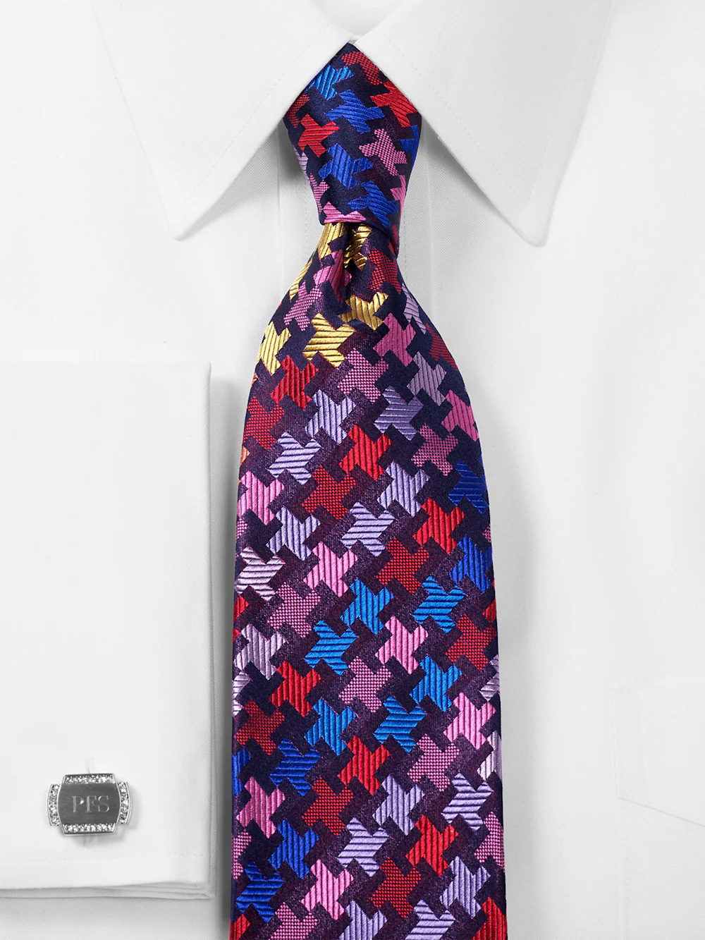 Geometric Woven Silk Tie - Multi - Image 2