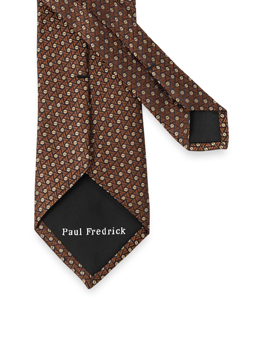 Geometric Woven Silk Tie - Brown - Image 3