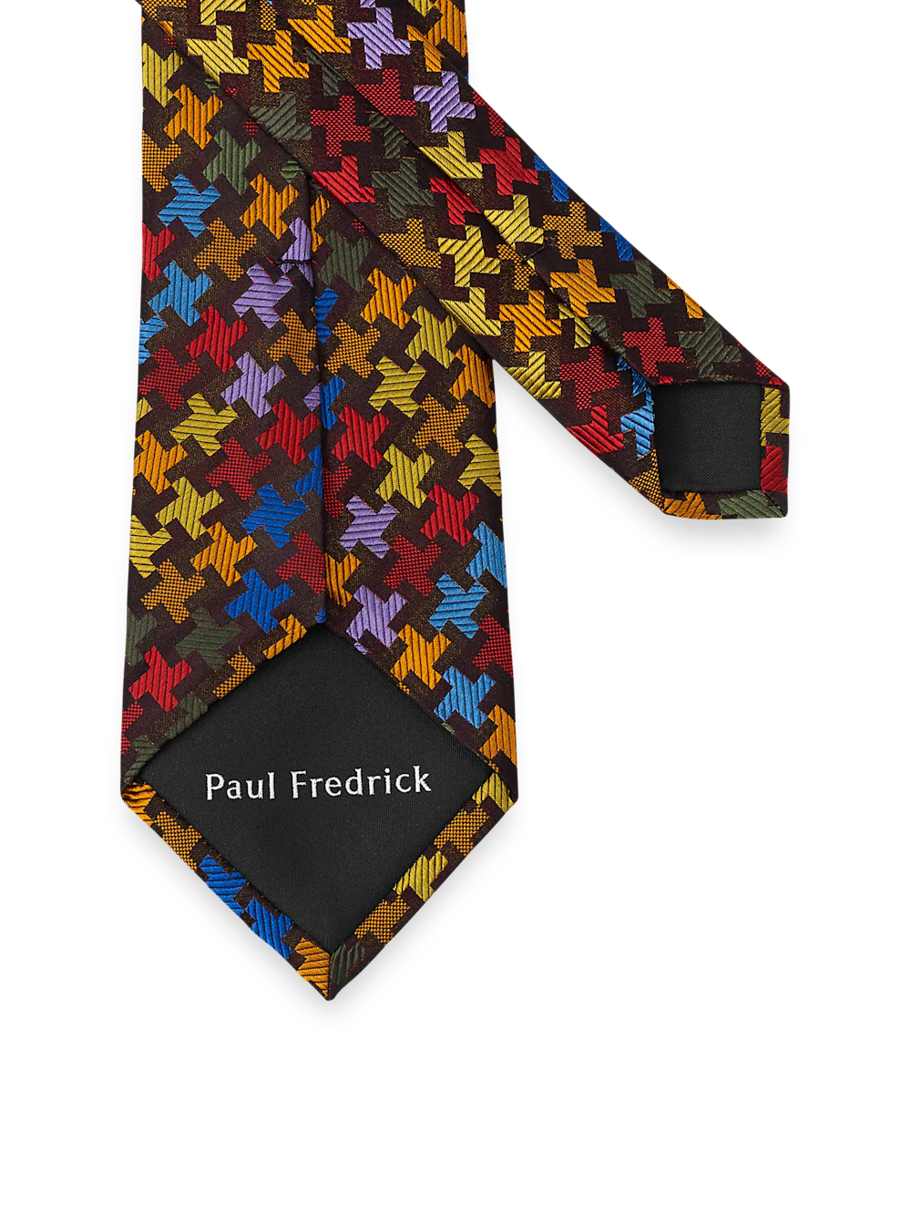 Geometric Woven Silk Tie - Multi - Image 3