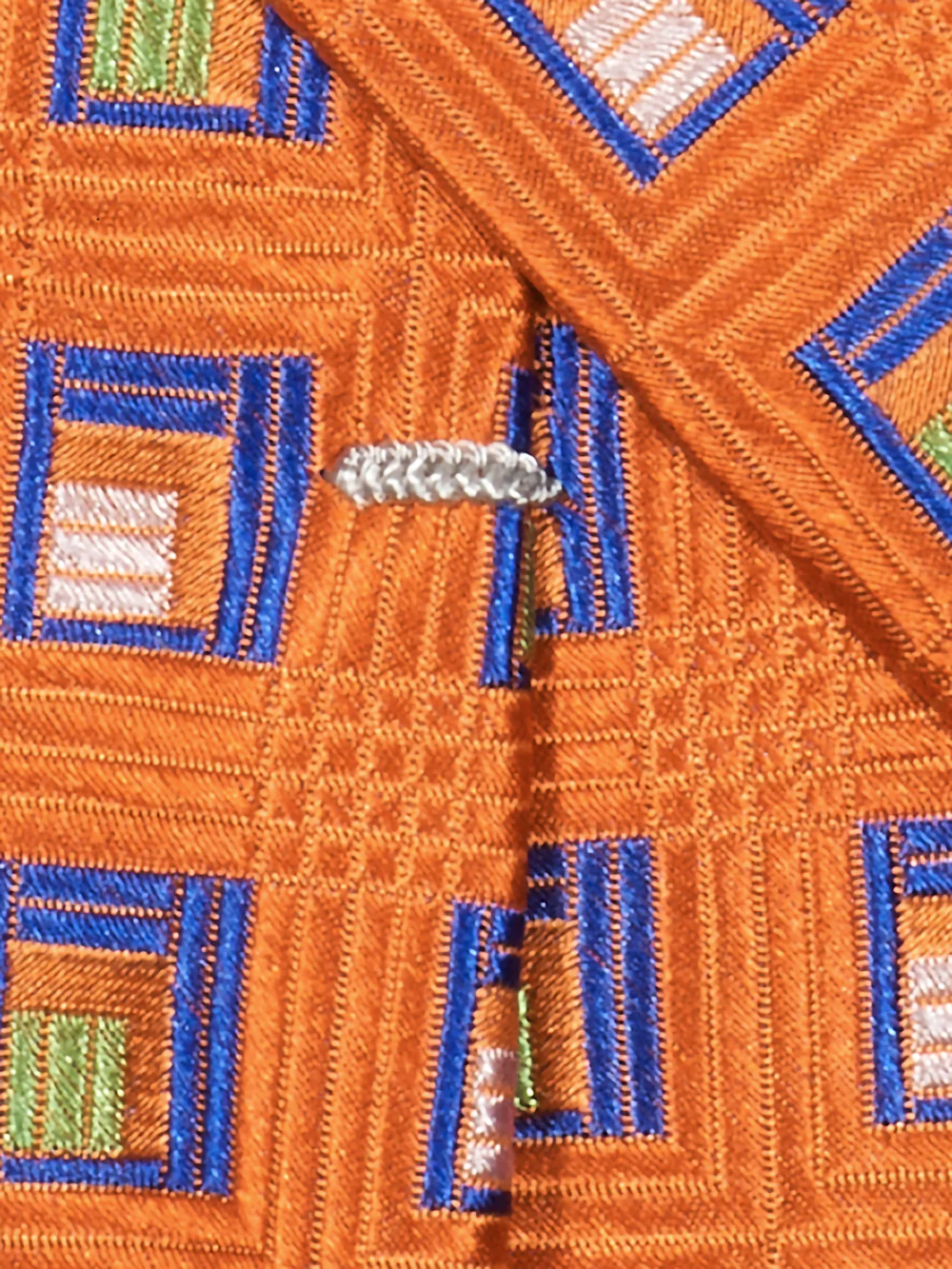 Geometric Woven Silk Tie - Orange Multi - Image 3