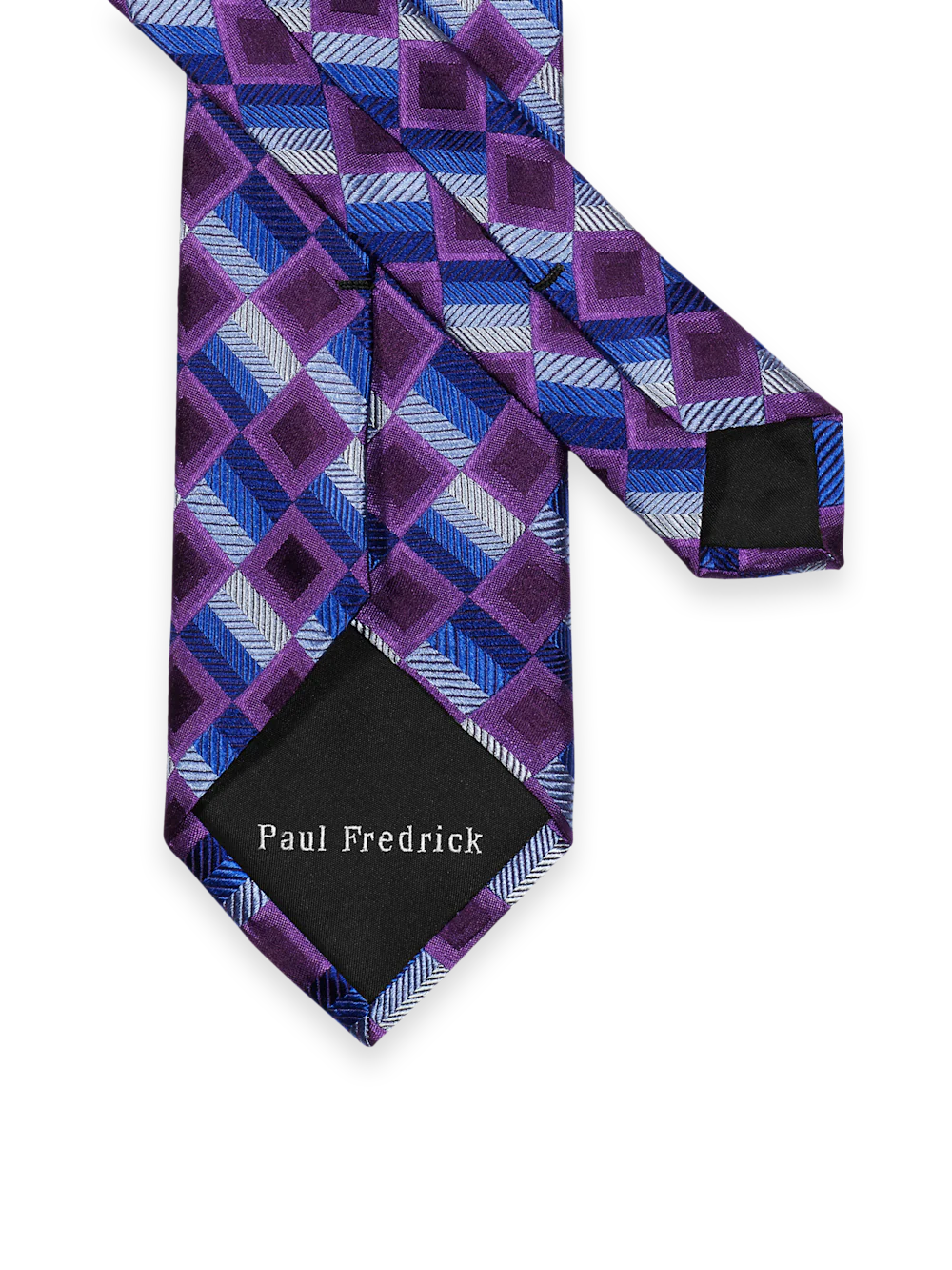 Geometric Woven Silk Tie - Purple/blue - Image 2