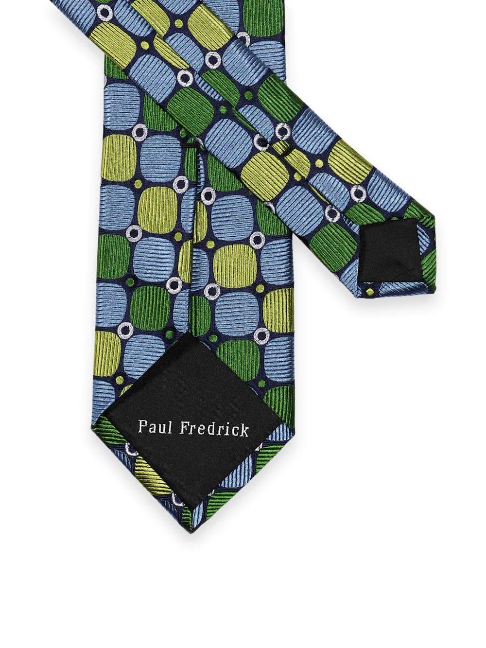 Geometric Woven Silk Tie - Green Multi - Image 2
