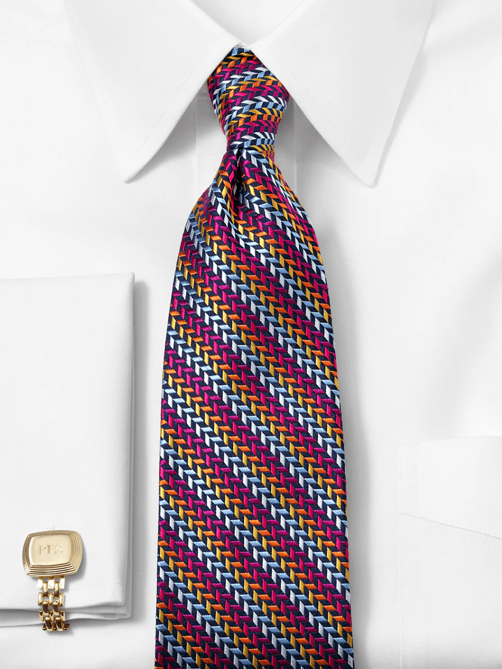 Geometric Woven Silk Tie - Multi - Image 2
