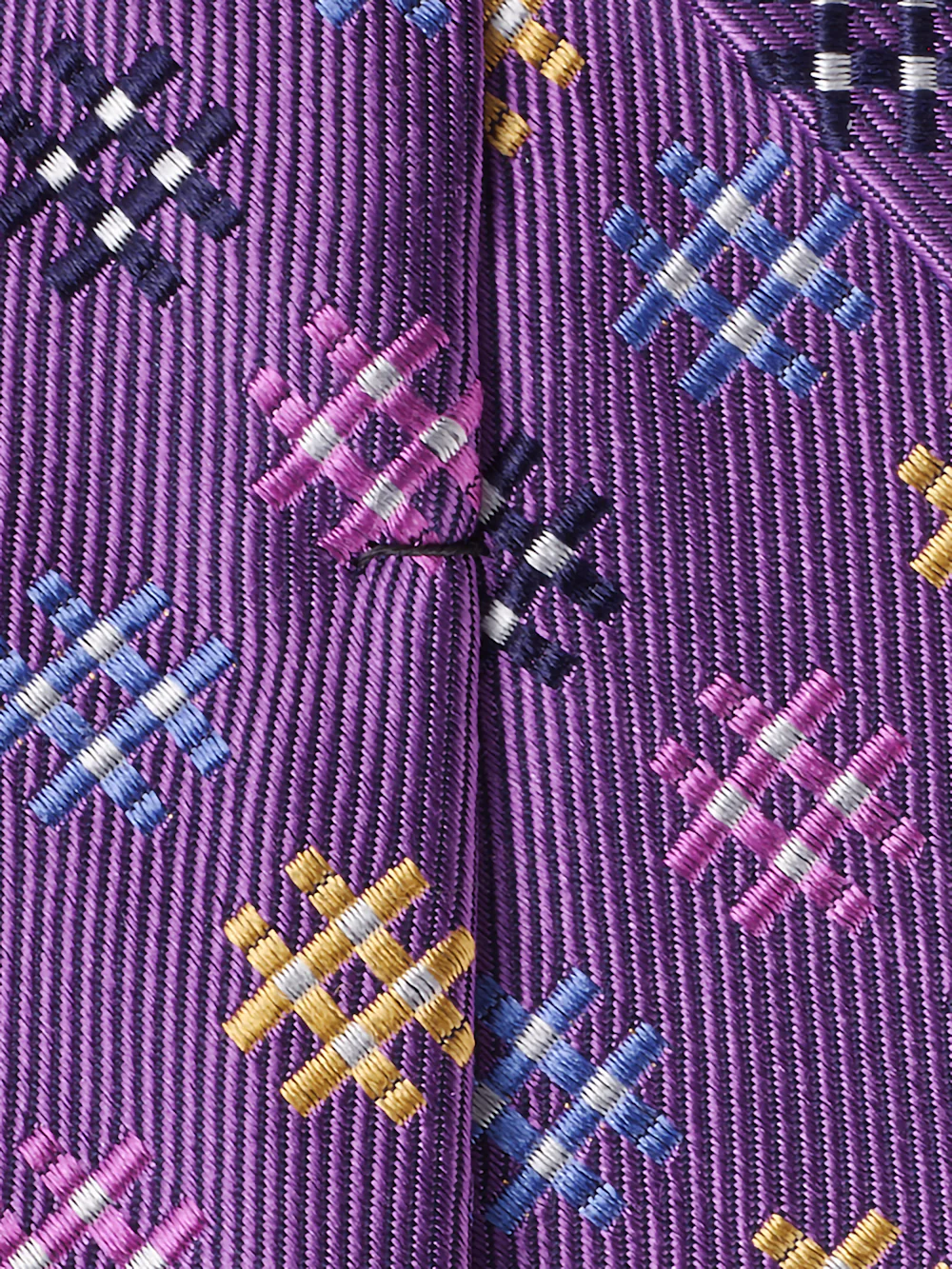 Geometric Woven Silk Tie - Purple Multi - Image 3