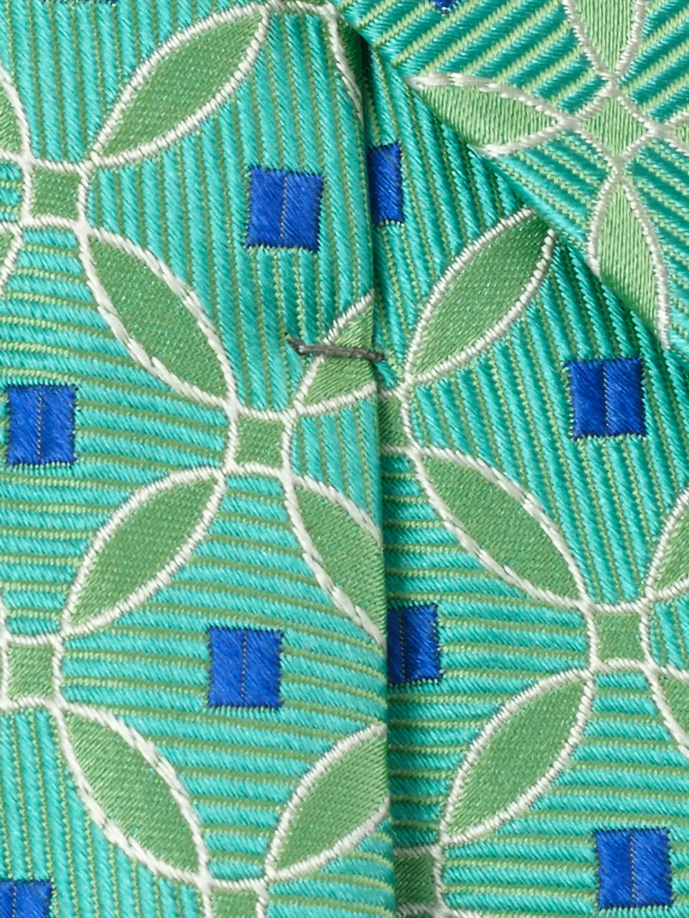 Geometric Woven Silk Tie - Green/blue - Image 4