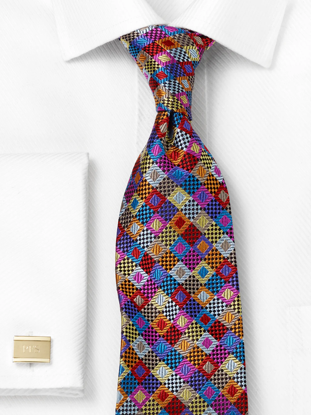 Geometric Woven Silk Tie - Multi - Image 2