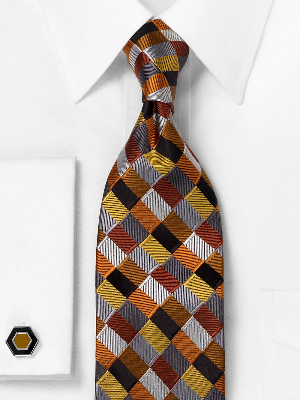 Geometric Woven Silk Tie - Multi - Image 2