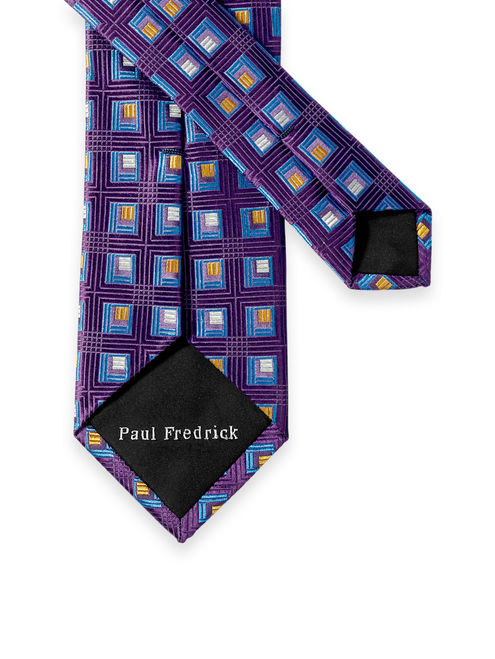 Geometric Woven Silk Tie - Purple Multi - Image 3