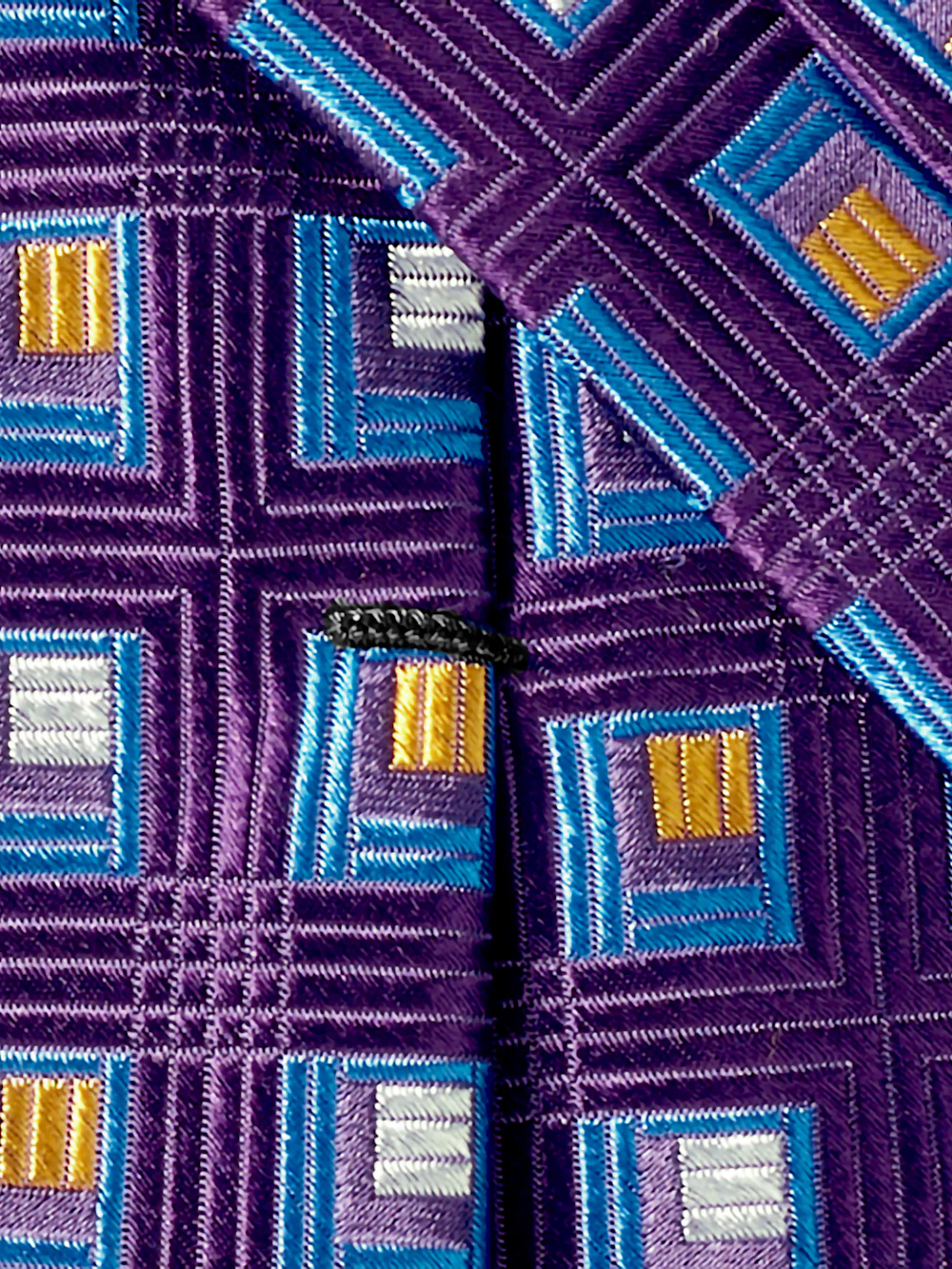 Geometric Woven Silk Tie - Purple Multi - Image 4