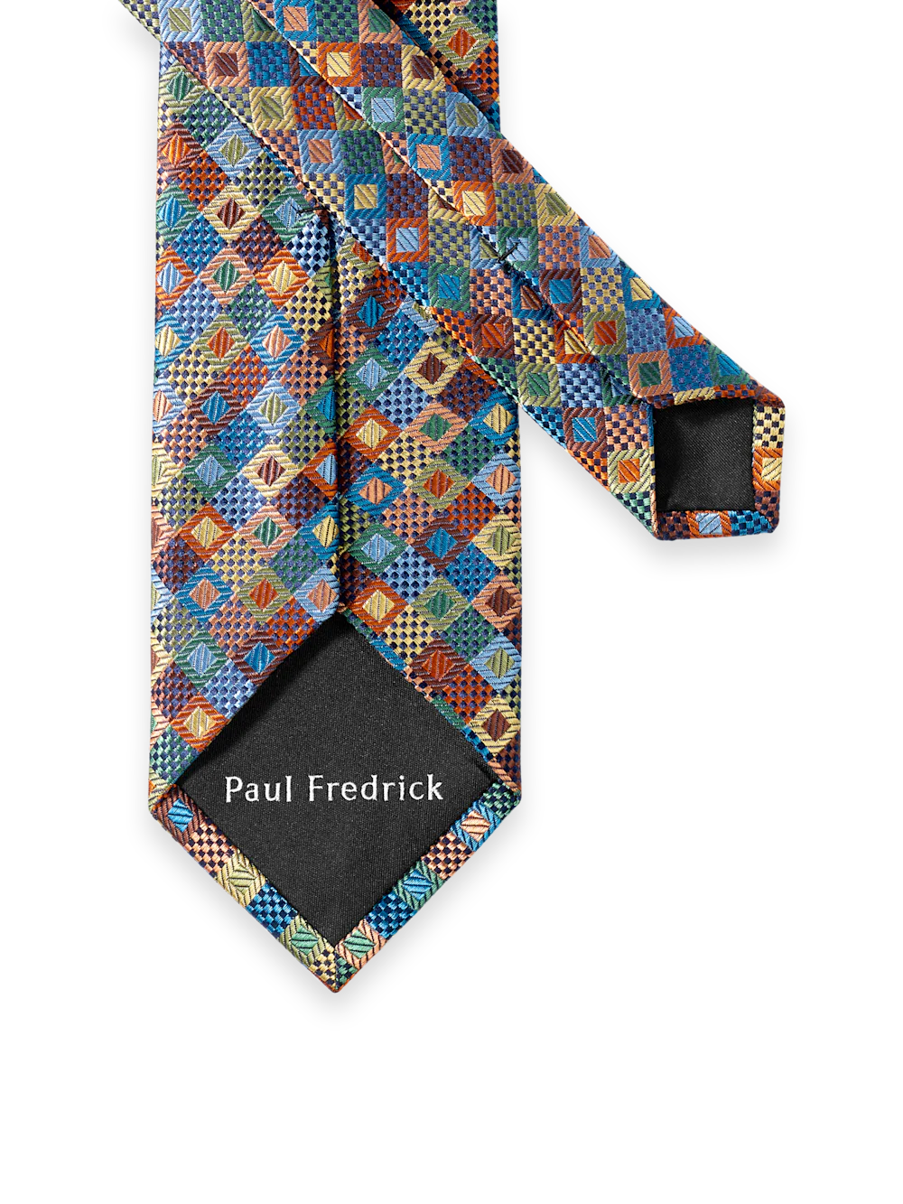 Geometric Woven Silk Tie - Brown Multi - Image 3