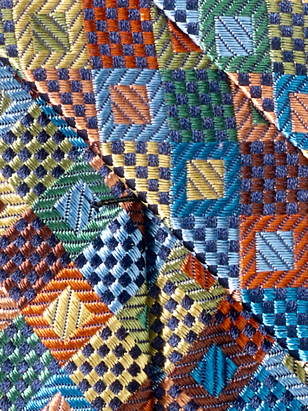 Geometric Woven Silk Tie - Brown Multi - Image 4