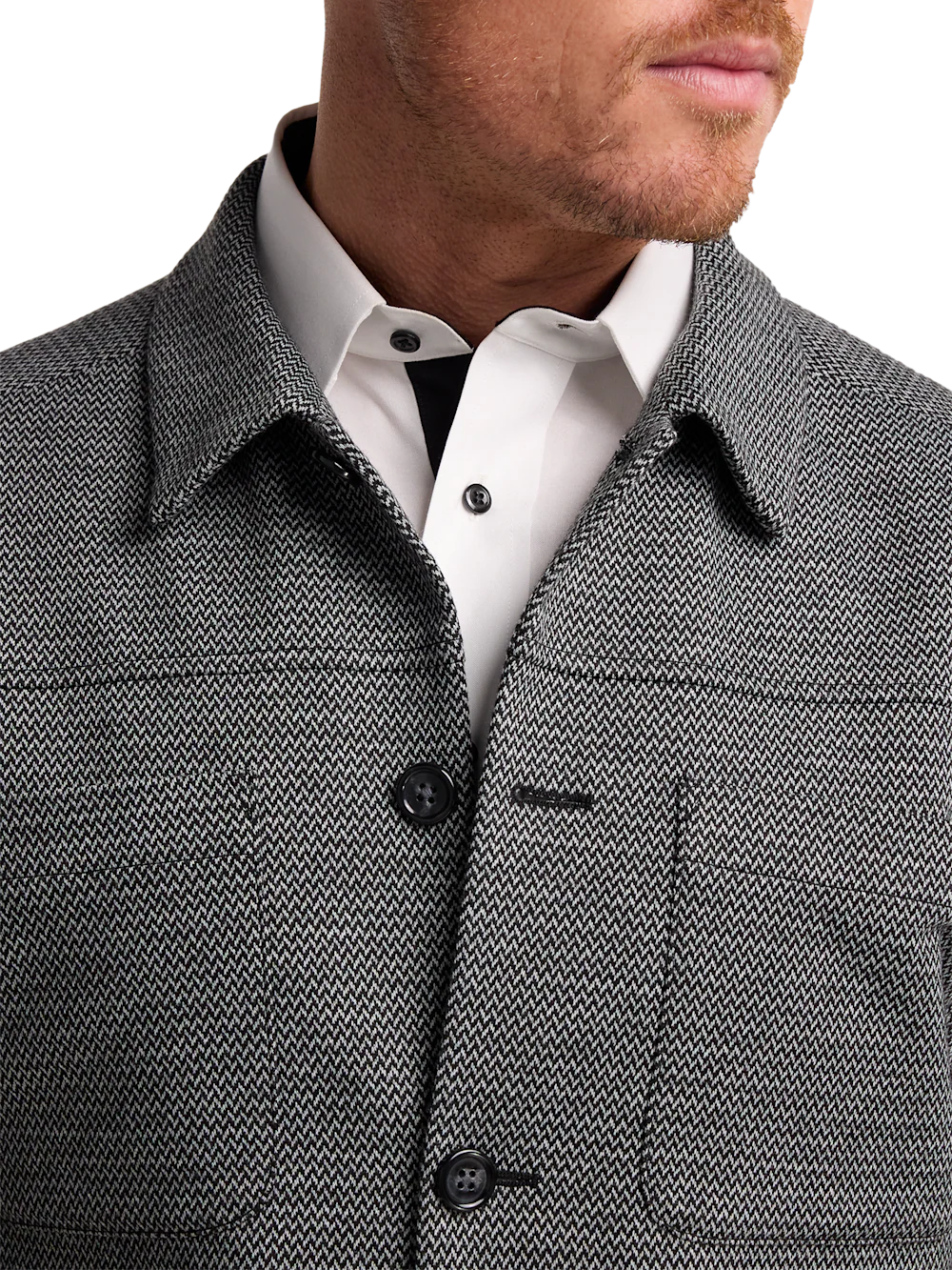 Herringbone Shirt Jacket - Black - Image 6