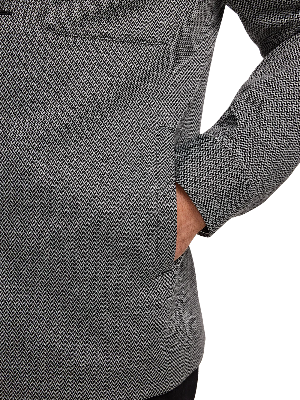 Herringbone Shirt Jacket - Black - Image 7