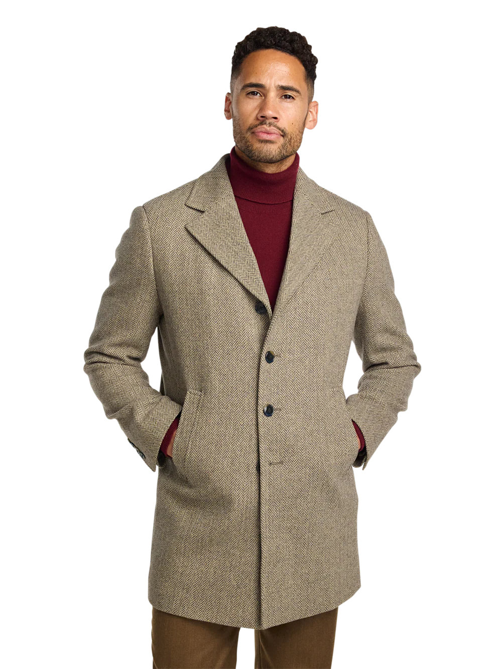 Herringbone Topcoat - Tan - Image 2
