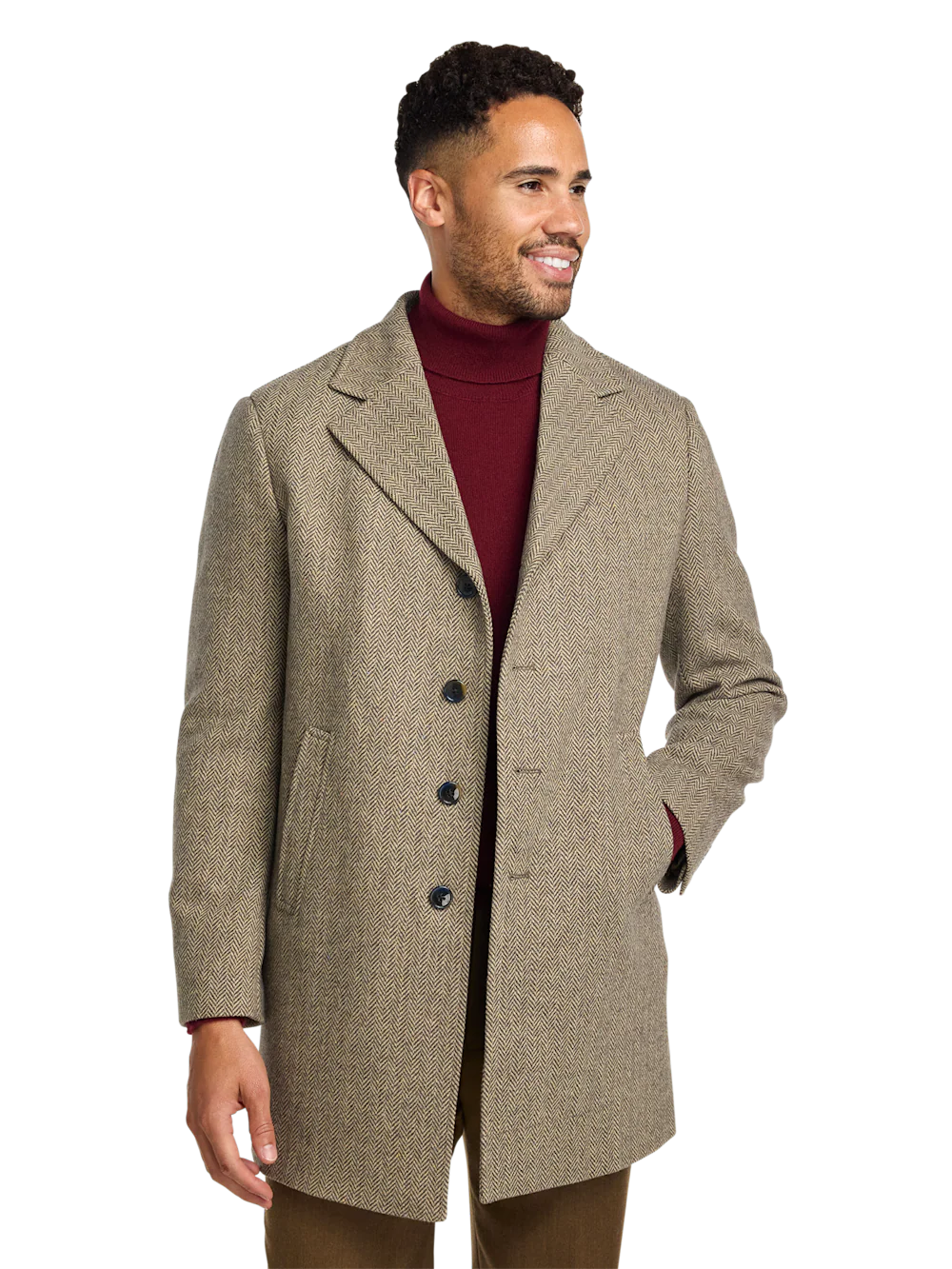 Herringbone Topcoat - Tan - Image 3