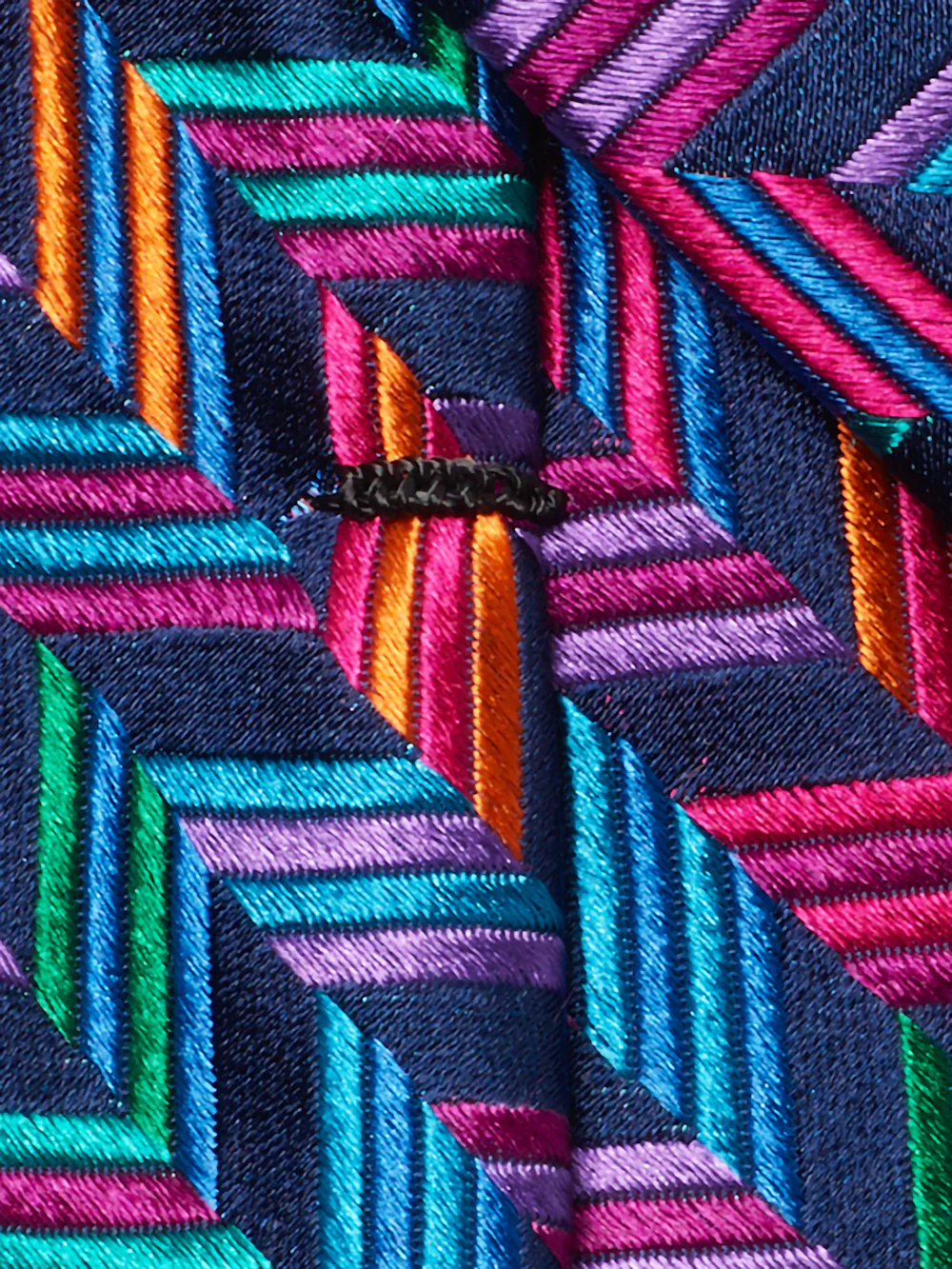Herringbone Woven Silk Tie - Multi - Image 4