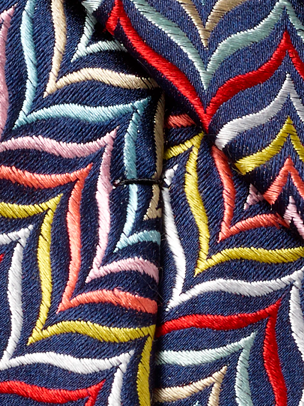 Herringbone Woven Silk Tie - Multi - Image 3