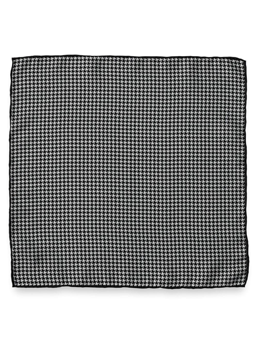 Houndstooth Silk Pocket Square - Black/grey - Image 2
