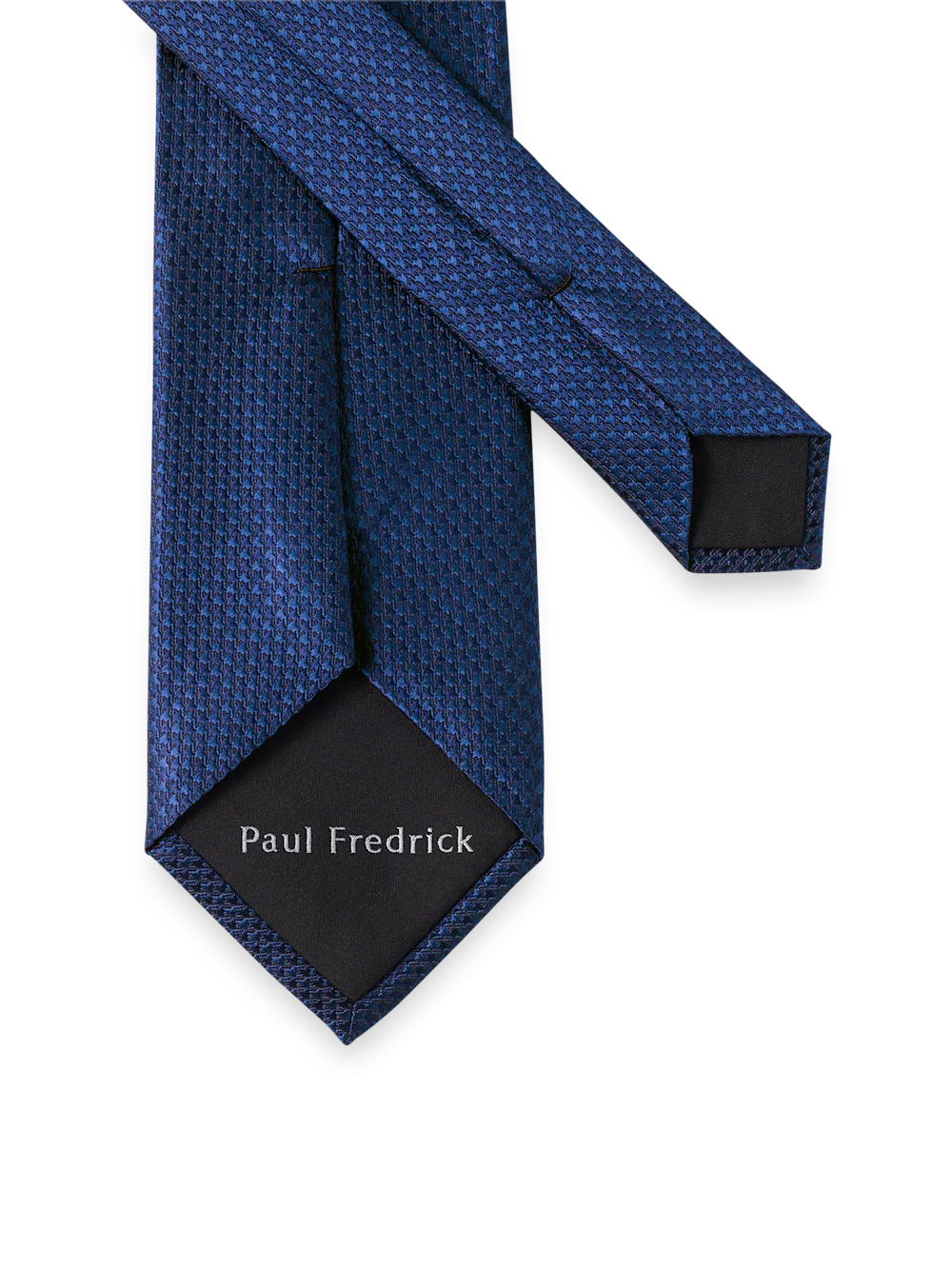 Houndstooth Woven Silk Tie - Navy - Image 3