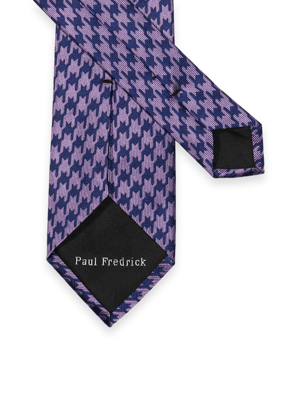 Houndstooth Woven Silk Tie - Purple/navy - Image 2
