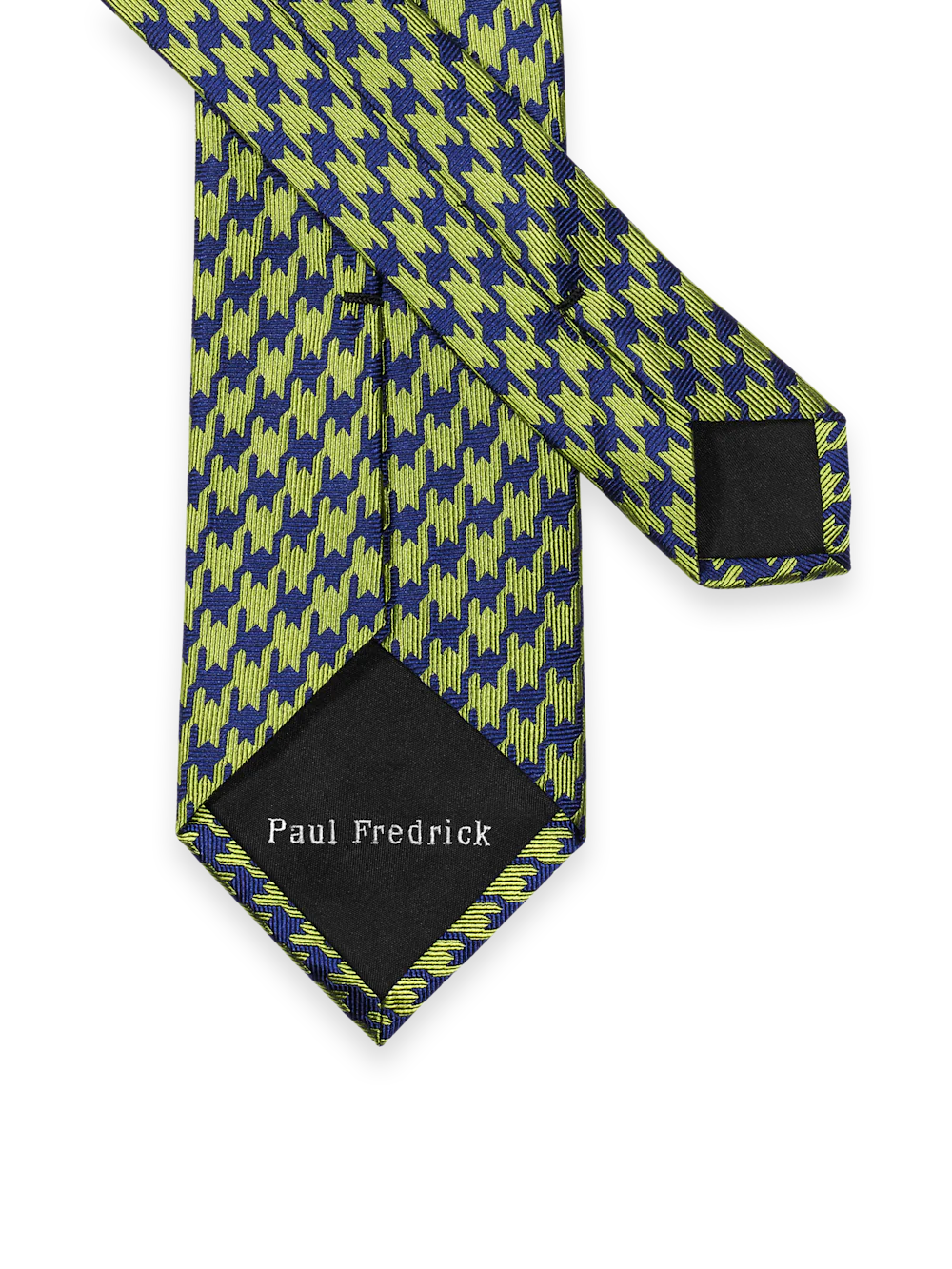 Houndstooth Woven Silk Tie - Green/navy - Image 2