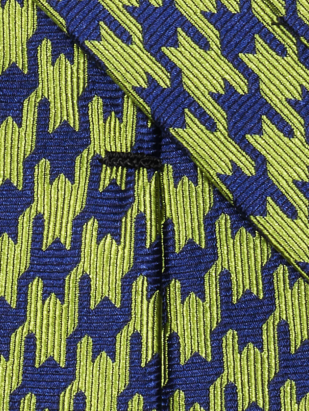 Houndstooth Woven Silk Tie - Green/navy - Image 3